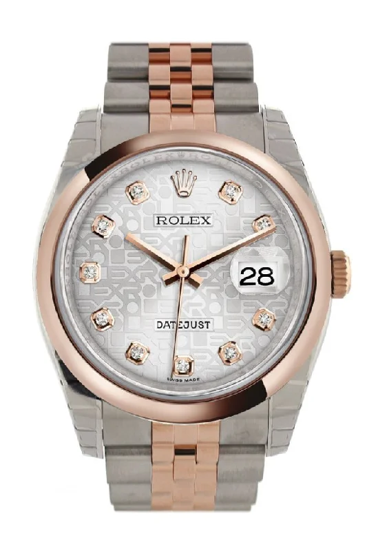 Rolex Datejust 36 Silver Jubilee design set with diamonds Dial Steel and 18k Rose Gold Jubilee Watch 116201 Pre-owned