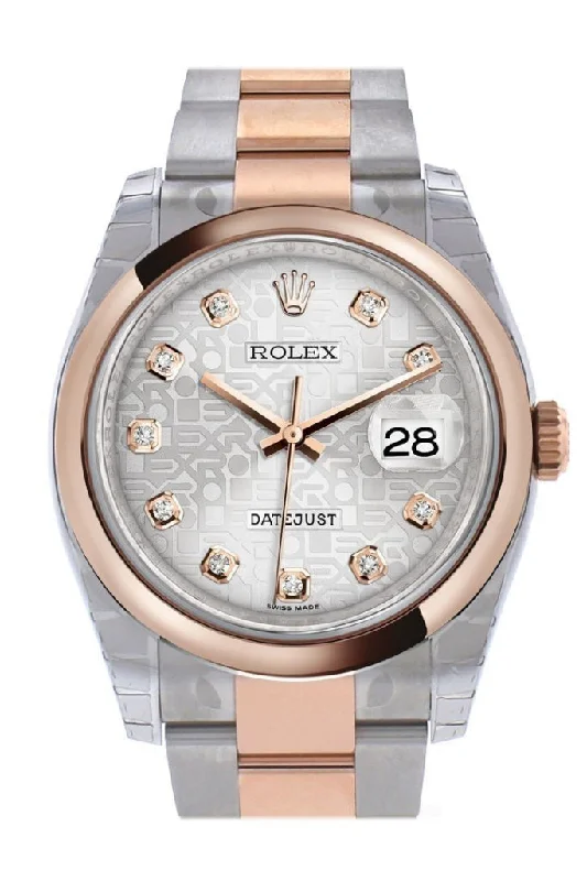 Rolex Datejust 36 Silver Jubilee design set with diamonds Dial Steel and 18k Rose Gold Oyster Watch 116201 Pre-owned