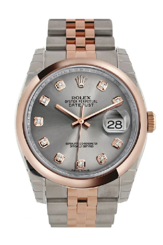 Rolex Datejust 36 Steel set with diamonds Dial Steel and 18k Rose Gold Jubilee Watch 116201 Pre-owned