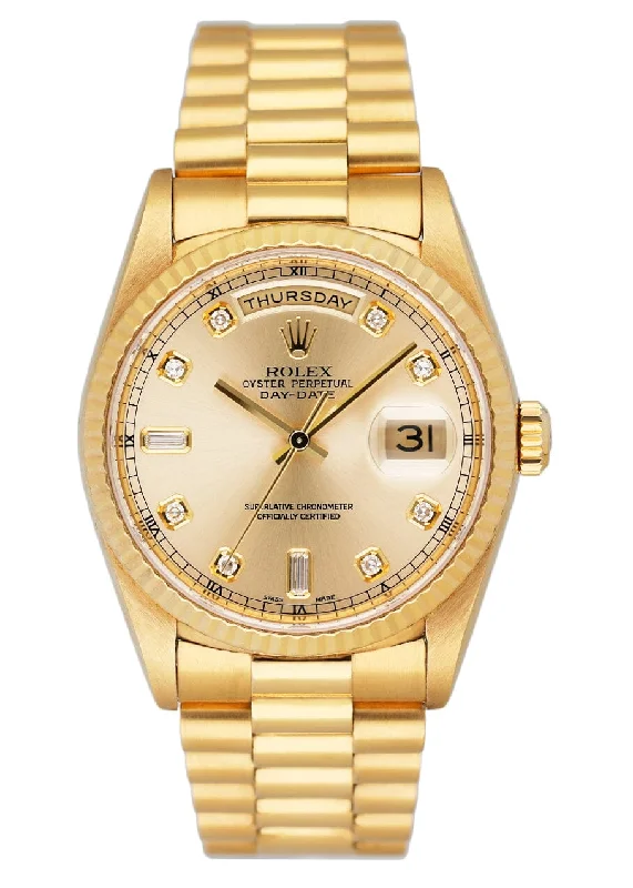 Rolex Day Date 18238 Diamond Champange Dial Mens Watch