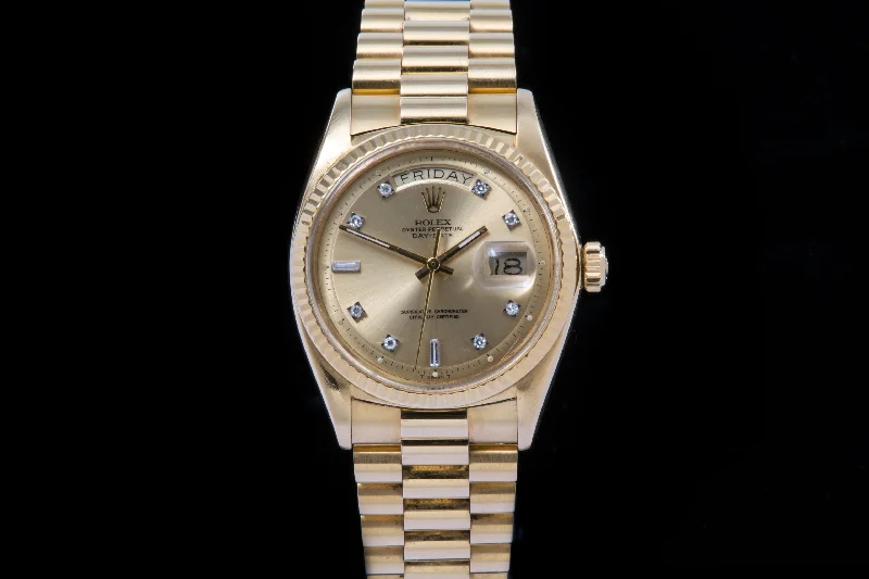 Rolex Day date 18ct gold with factory diamond dial