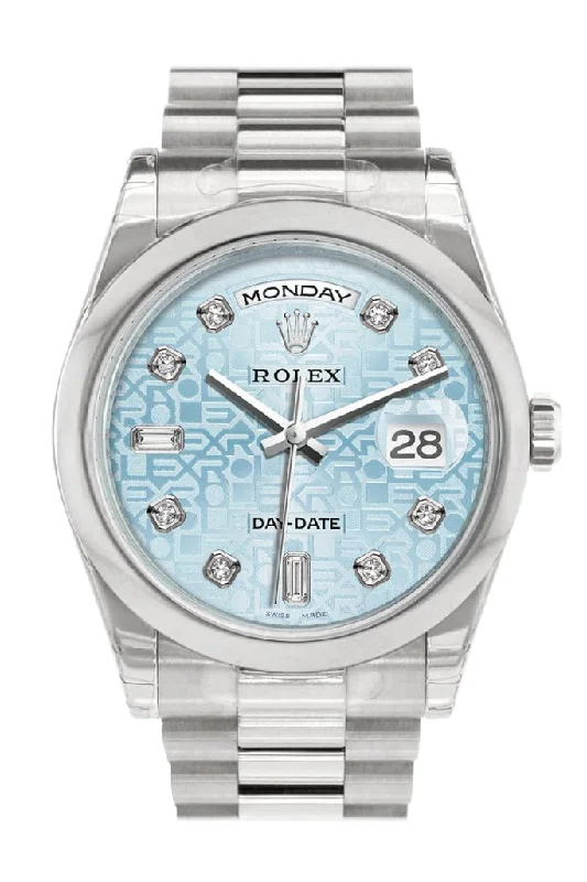 Rolex Day Date 36 Ice Blue Jubilee design set with diamonds Dial President Men's Watch 118206