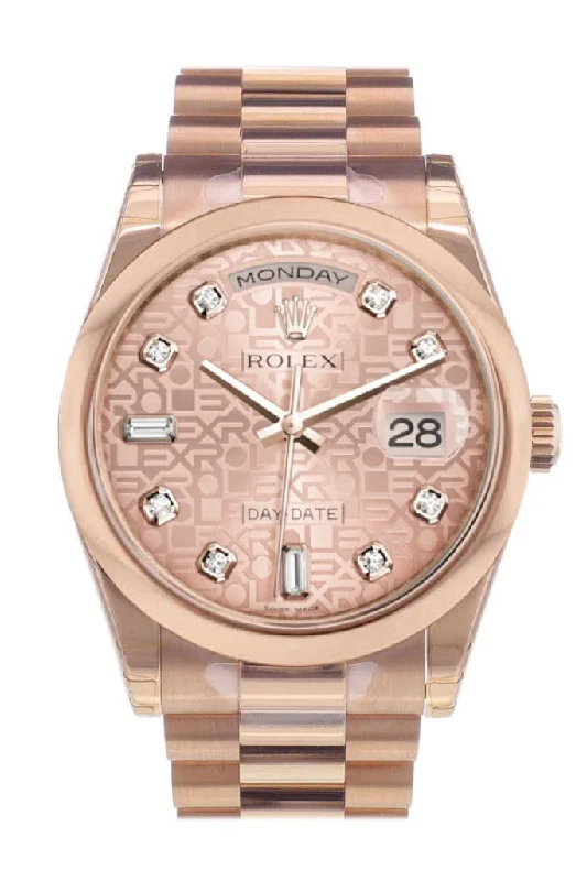 Rolex Day-Date 36 Pink Jubilee Diamonds Dial President Everose Gold Watch 118205