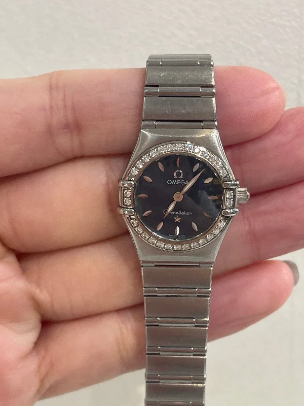 OMEGA Constellation Stainless Steel Diamond Bezel Blue Dial Quartz Watch