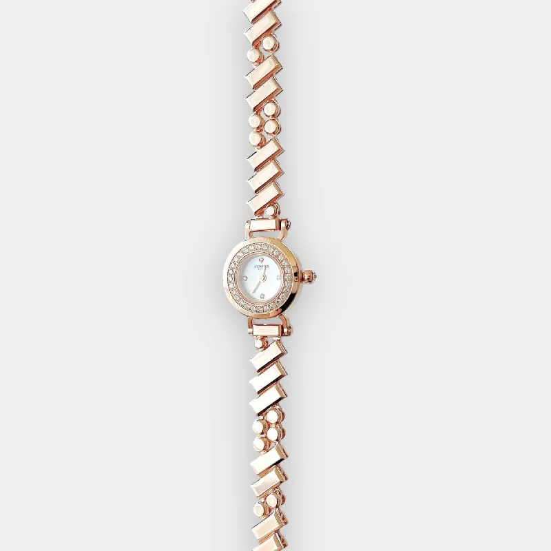 Hermes Faubourg Polka Watch In Rose Gold And Diamonds, Mini Model, 15mm