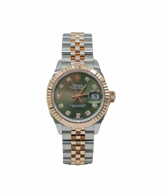 Rolex Datejust 28mm 279171 RoseGold Green Diamond Dial Diamonds RJC3749